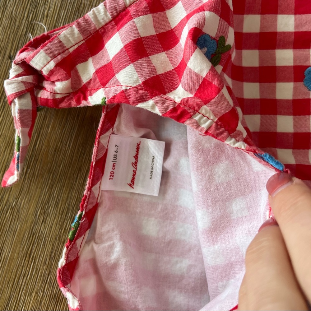 Hanna Andersson Red and White Gingham Checkered Dress size 6-7 - Picture 3 of 6